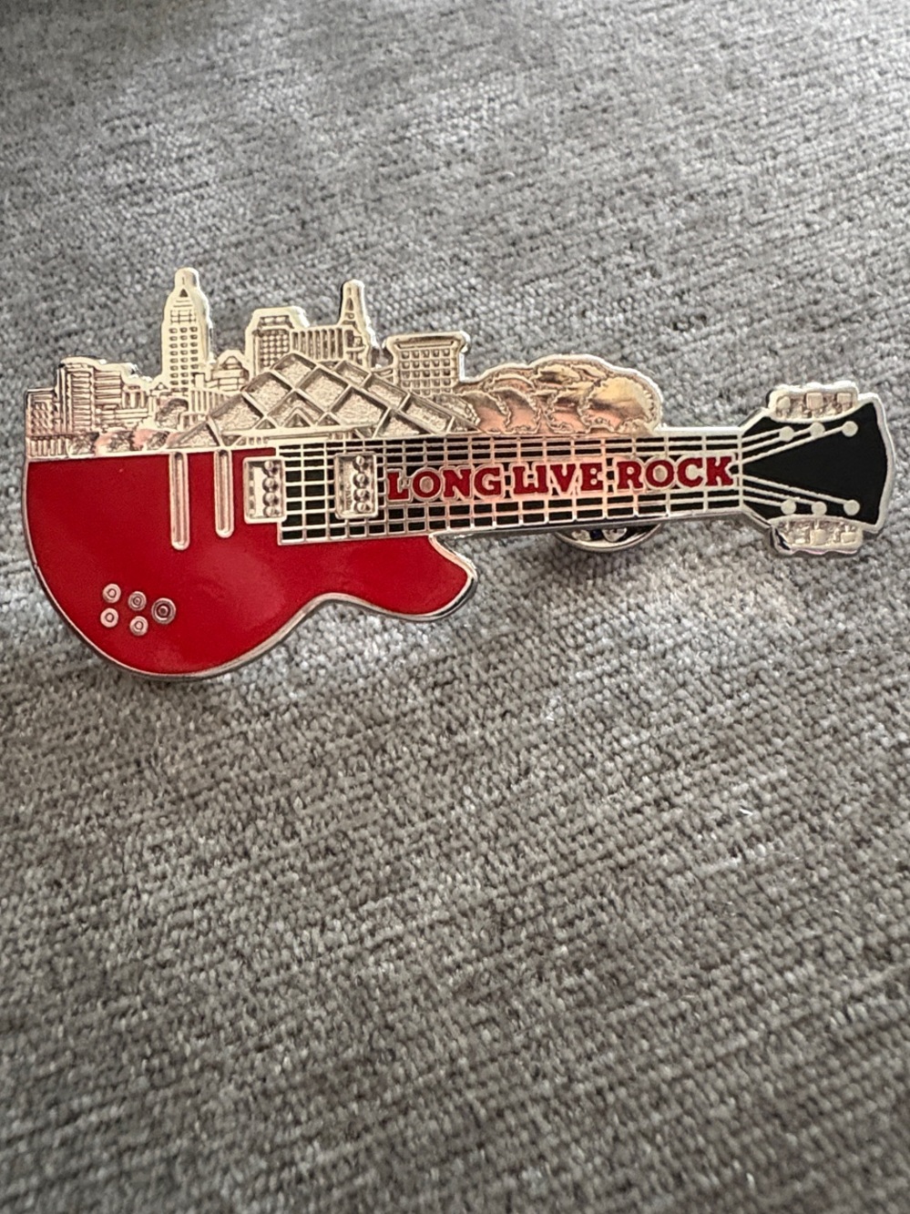 Long Live Rock Red Guitar Enamel Pin from ROCK N ROLL HALL OF FAME 🎸